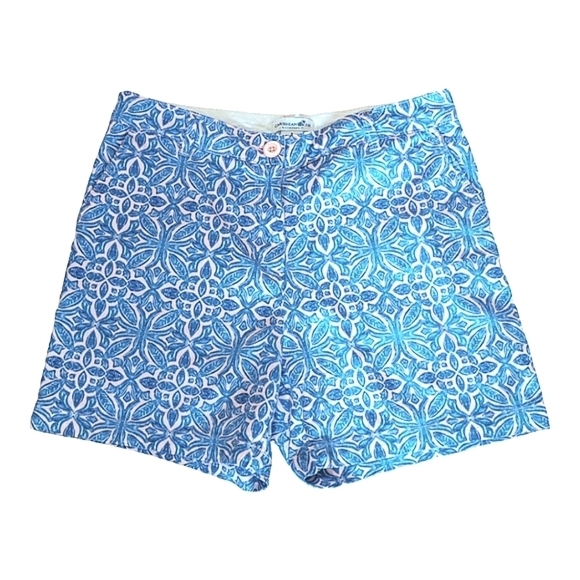 Caribbean Joe & Company Blue Pink Geometric Print Stretch Zip Fly Front Shorts 6 - Picture 1 of 8
